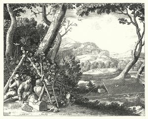 Vogels vangen (gravure) door Jacques Stella