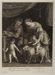 Heilige Familie met Sint Jan, gegraveerd door Gilles Rousselet