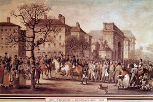 Campagne van Frankrijk in 1814: Intocht in Parijs van gevangenen van geallieerde legers door Jacques Swebach Desfontaines