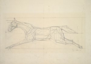 Jockey Serie, nr.2 (Paard gezien vanaf de zijkant) door Jacques Villon