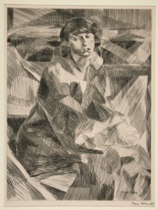 Portret van een jonge vrouw door Jacques Villon
