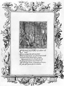 Henri IV (1553-1610) Koning van Frankrijk en Navarra leert de Dauphin Louis de France, toekomstige Louis XIII (1601-43) c.1605 door Jacques de Fornazeris