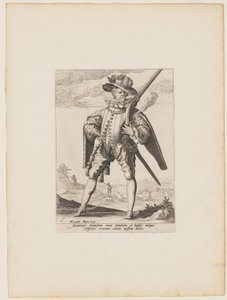 Musketier, uit Officieren en soldaten van de lijfwacht van keizer Rudolph II door Jacques de Gheyn II