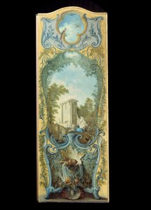 Meubilair: schilderij scherm op maroufle papier door Jacques de Lajoue door Jacques de Lajoüe