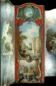 Meubilair: schilderij scherm op maroufle papier door Jacques de Lajoue door Jacques de Lajoüe