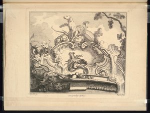 Ontwerp voor een cartouche met rivierkreeft (horizontaal) door Jacques de Lajoüe