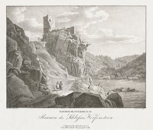 Nieder-oesterreich, ruïnes van het kasteel Werfenstein door Jakob Alt
