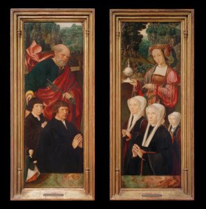 Stichterfiguren met de heilige Petrus met sleutel door Jakob Cornelisz