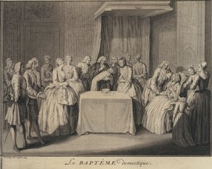 Een huiselijke doop door Jakob van der Schley
