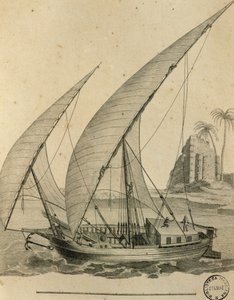 Zeilboot van Nubië, Egypte, gravure uit Cartes et figures du Voyage en Nubie et en Abyssinie, James Bruce door James Bruce