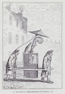 Engelse cartoon die de mode voor vrouwen met verenhoofdtooien bespot door James (after) Gillray