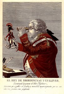 De koning van Brobdingnag en Gulliver door James (after) Gillray