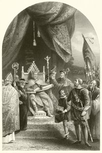 Koning Jan ondertekent de Magna Charta (gravure) door James (after) Lonsdale
