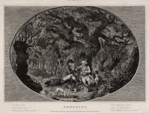 Schieten, gegraveerd door Robert Pollard (1755-1838), gepubliceerd in 1784 door James (after) Pollard