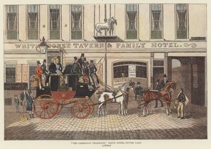 "The Cambridge Telegraph", White Horse, Fetter Lane door James (after) Pollard