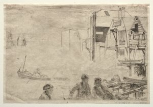 Een Kade door James Abbott McNeill Whistler