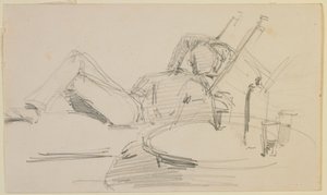 Een man liggend op een bed, 1858 door James Abbott McNeill Whistler