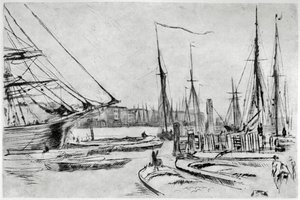Een schets van Billingsgate, 19e eeuw 1904 door James Abbott McNeill Whistler