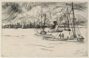 Amsterdam vanaf het Tolhuis door James Abbott McNeill Whistler
