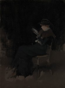 Arrangement in Zwart: Meisje Lezend