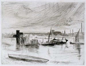 Battersea Dageraad (Cadogan Pier) door James Abbott McNeill Whistler