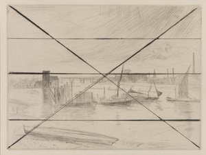 Battersea Dawn Cadogan Pier, 1861 door James Abbott McNeill Whistler