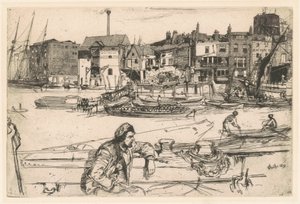 Black Lion Wharf, 1859 door James Abbott McNeill Whistler