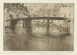 Brug in Amsterdam door James Abbott McNeill Whistler