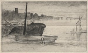 Chelsea Brug en Kerk, 1871 door James Abbott McNeill Whistler