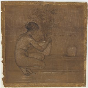 Hurkende Figuur. Studie voor De Witte Symfonie: Drie Meisjes door James Abbott McNeill Whistler