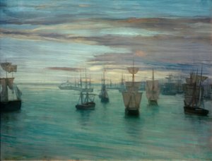 Schemering in vleeskleur en groen: Valparaiso door James Abbott McNeill Whistler