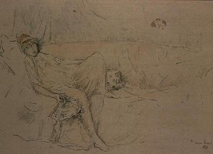 Gehulde figuur liggend door James Abbott McNeill Whistler