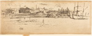 Droogdok, Southampton, 1887 door James Abbott McNeill Whistler