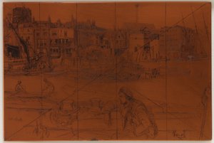 Etsplaat: Black Lion Wharf, 1859