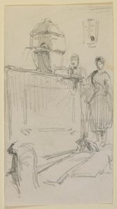 Figuren bij een fontein door James Abbott McNeill Whistler