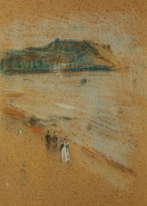 Figuren op een strand bij kliffen, circa 1870-74