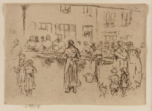 Visvrouwen, Oostende, 1887 door James Abbott McNeill Whistler