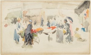 Bloemenmarkt – Dieppe door James Abbott McNeill Whistler