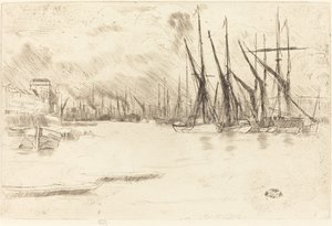 Vanaf Pickle-Herring Stairs, ca. 1878 door James Abbott McNeill Whistler