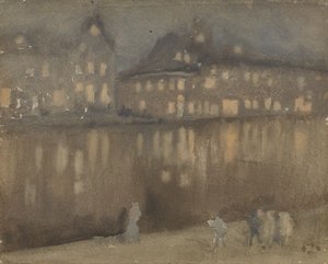 Grote gracht, Amsterdam, Nocturne door James Abbott McNeill Whistler