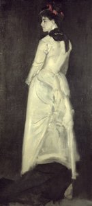 Harmonie in vleeskleur en zwart: Portret van Miss Louise Jopling
