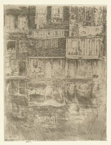 Huizen in Amsterdam door James Abbott McNeill Whistler