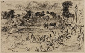 Landschap met paarden door James Abbott McNeill Whistler