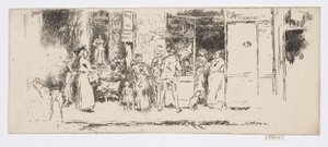 Krantenkiosk, Rue de Seine, ca. 1892-93 door James Abbott McNeill Whistler
