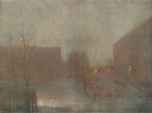 Nocturne Trafalgar Square Chelsea Sneeuw, 1876 1903-1904 door James Abbott McNeill Whistler