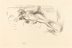 Naaktmodel, Liggend, 1893 door James Abbott McNeill Whistler