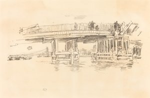 Oude Battersea Brug, 1879-1887 door James Abbott McNeill Whistler