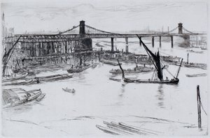 Oude Hungerford-brug door James Abbott McNeill Whistler