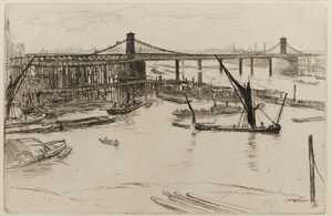 Oude Hungerford Brug, 1861 door James Abbott McNeill Whistler