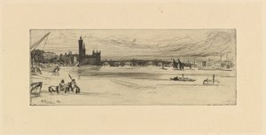 Oude Westminster Brug, 1859 door James Abbott McNeill Whistler